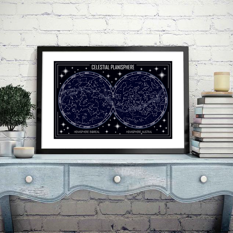 Custom Star Map - Niebiańska mapa planisphere plakat na płótnie