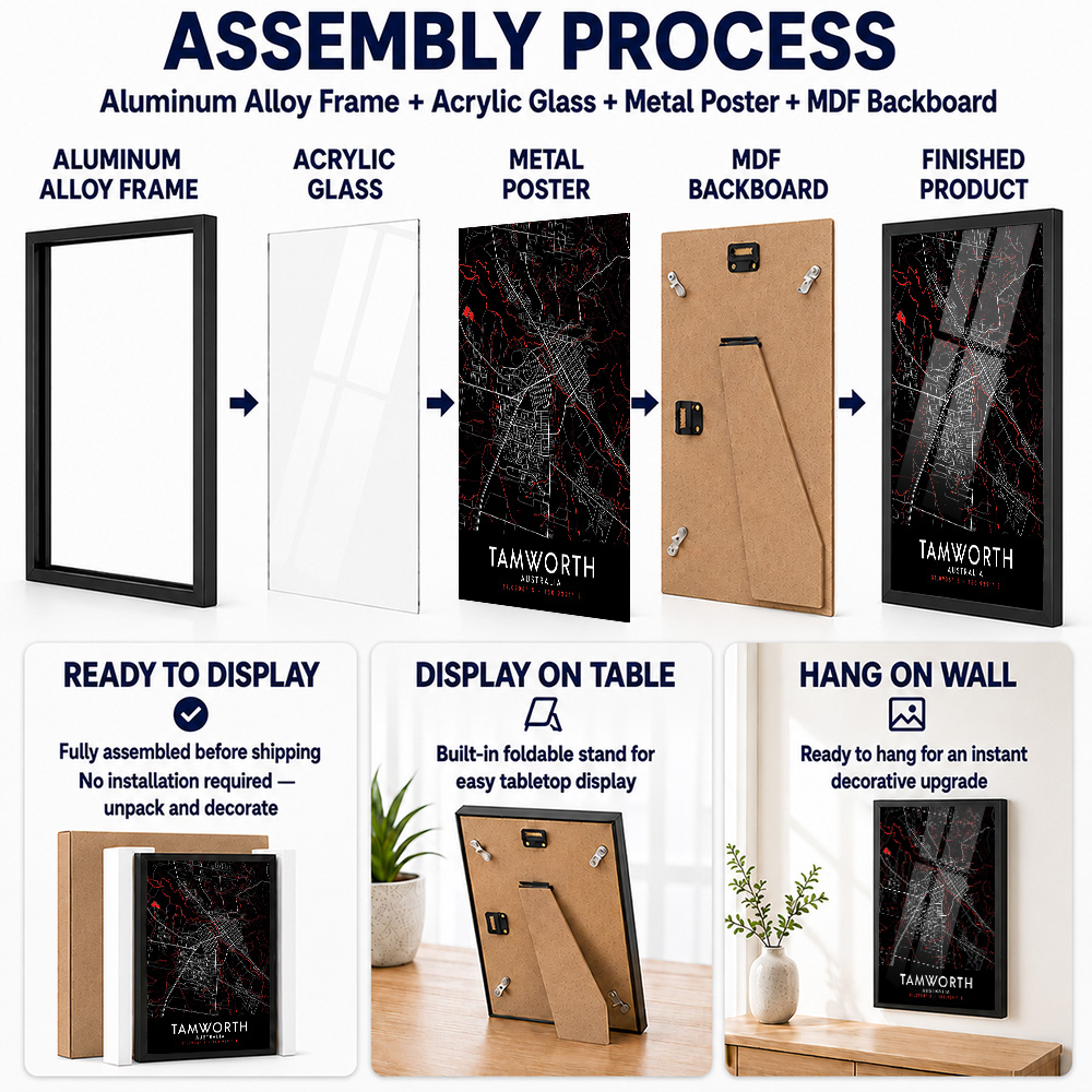 Tamworth Dark Map Oprawiony Me – Custom Map Poster recenzja i cena
