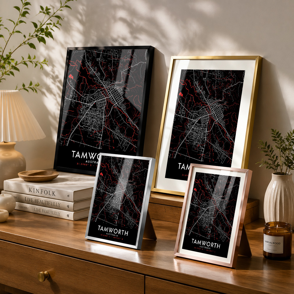 Tamworth Dark Map Oprawiony Me – Custom Map Poster recenzja i cena