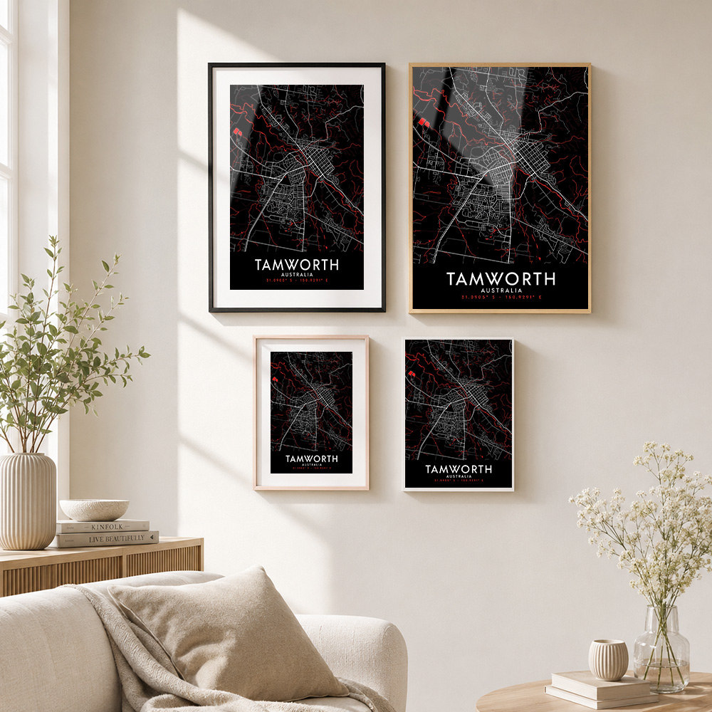 Tamworth Dark Map Oprawiony Me – Custom Map Poster recenzja i cena