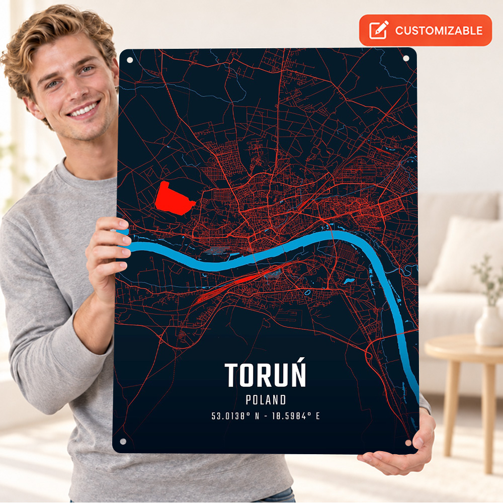 Mapa miasta Toruń, metalowy pl – Custom Map Poster recenzja i cena